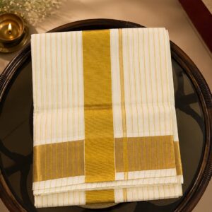 Gold Cotton Line Saree