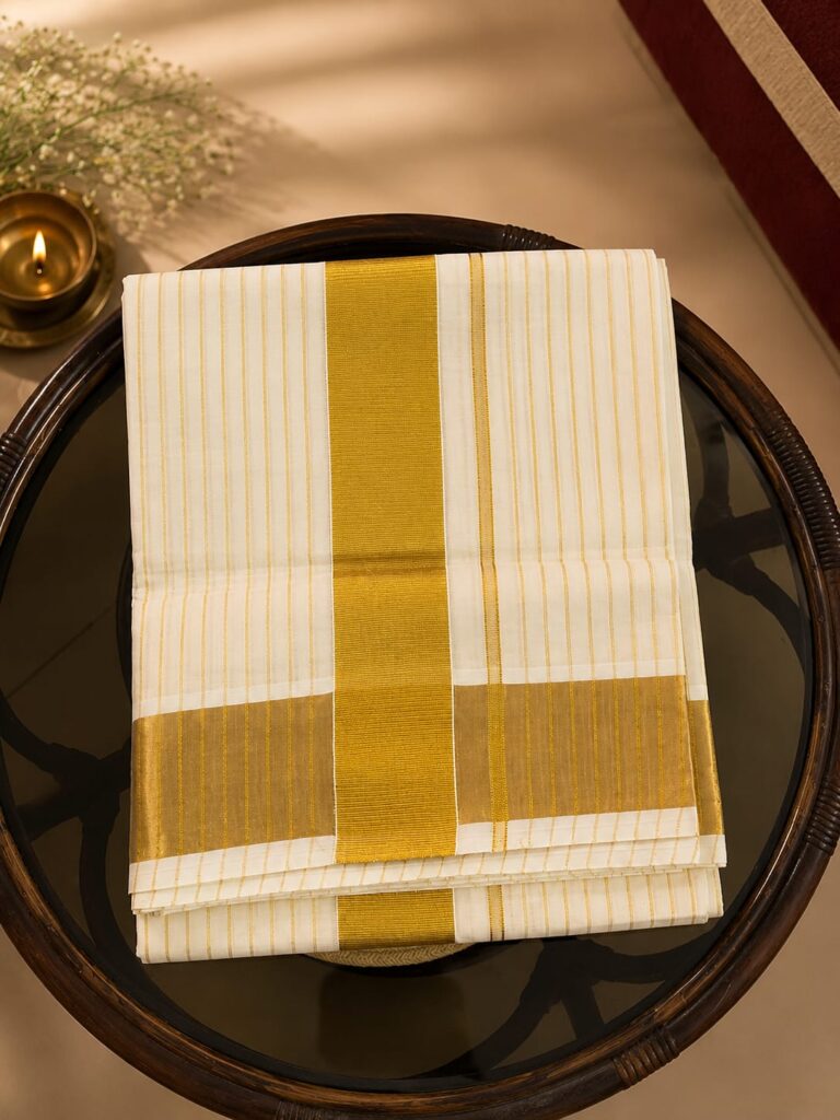 Gold Cotton Line Saree