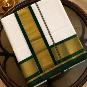 Green and Kasavu Border Saree